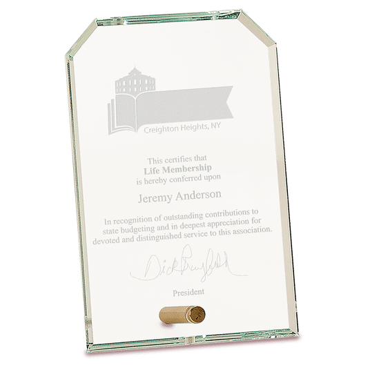 Small Clear Clipped Corners Rectangle CrystalEdge Glass-AKD Ink