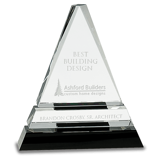Medium Clear Crystal Triangle on Crystal Pedestal Base-AKD Ink