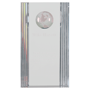 Clear Crystal Rectangle with Globe Etching-AKD Ink