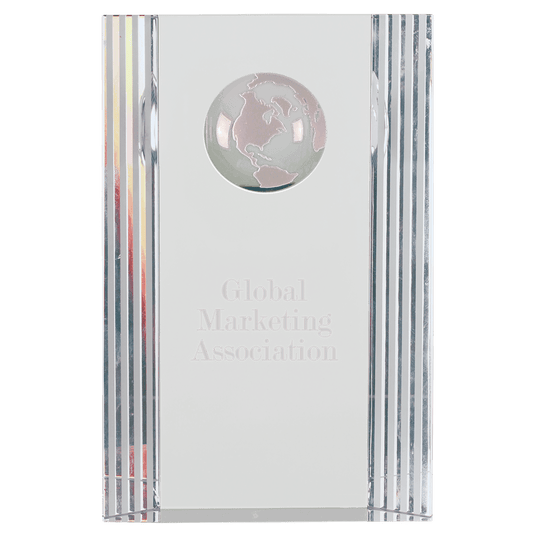 Crystal Rectangle Globe Award - Custom Engraved-AKD Ink