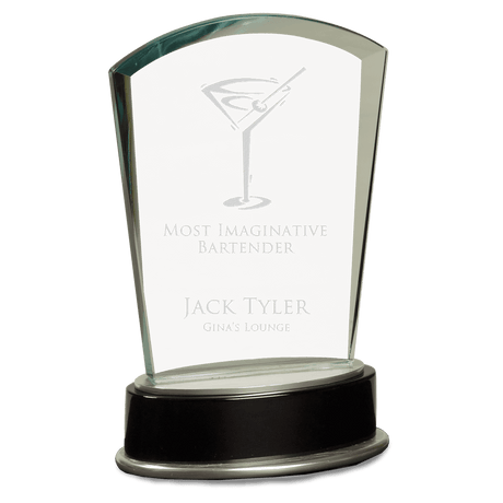 Small Jade Fan Metro Glass with Silver and  Piano Finish Base-AKD Ink