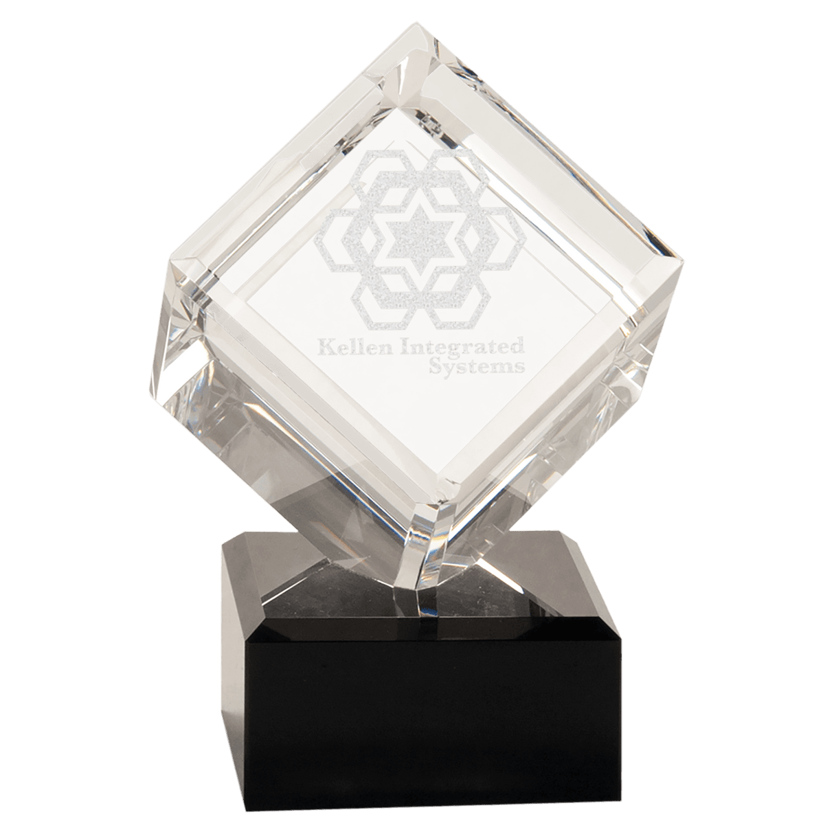Clear Crystal Cube on Pedestal Base-AKD Ink