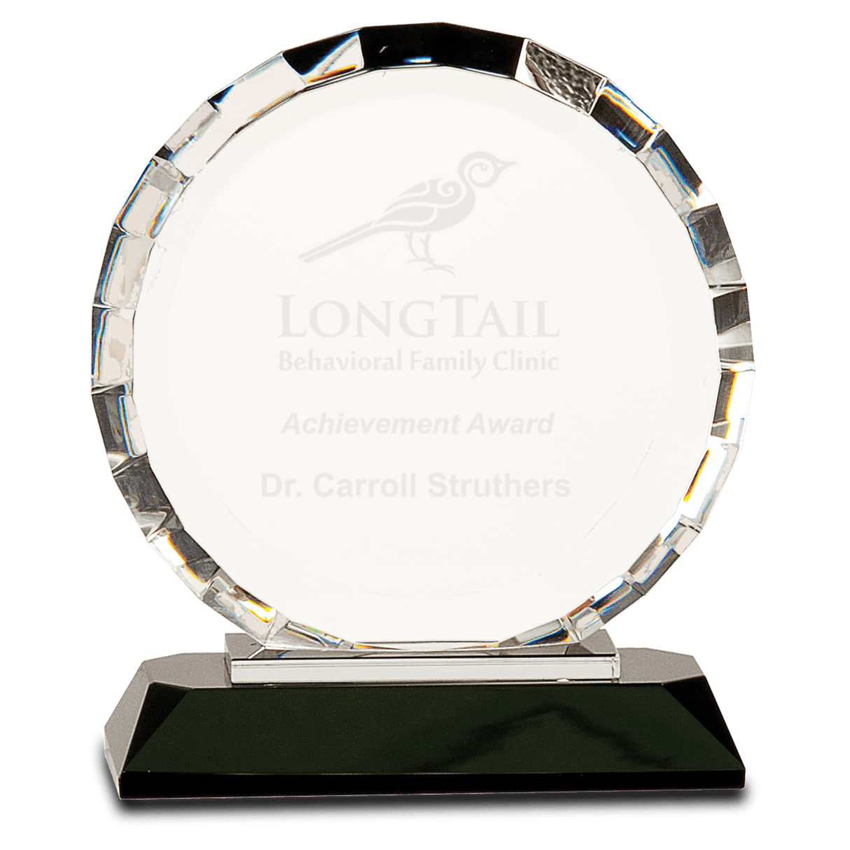 Medium Clear Crystal Round with Rectangle Facets on Crystal Base-AKD Ink