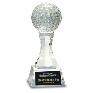 Crystal Golf Ball on Clear Pedestal Base-AKD Ink