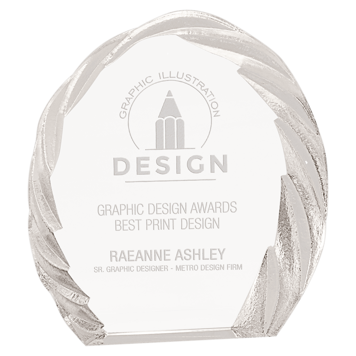 Oval Crystal with Decorative Edge-AKD Ink