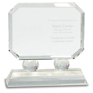 Small Rectangle Crystal on Clear Pedestal Base-AKD Ink