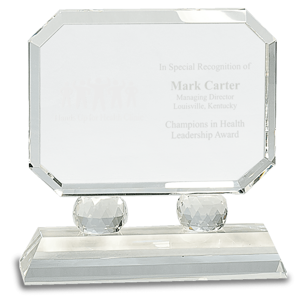 Small Rectangle Crystal on Clear Pedestal Base-AKD Ink