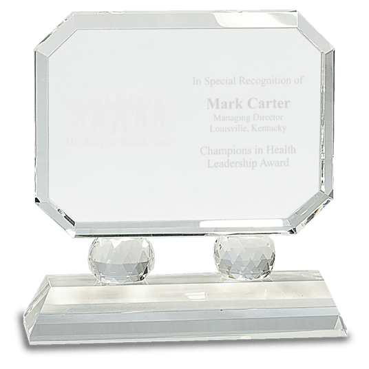 Small Rectangle Crystal on Clear Pedestal Base-AKD Ink