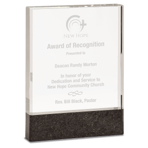 Large Clear Fusion Crystal Award with Genuine Marble-AKD Ink