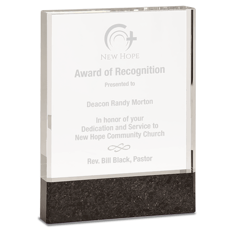 Large Clear Fusion Crystal Award with Genuine  Marble-AKD Ink