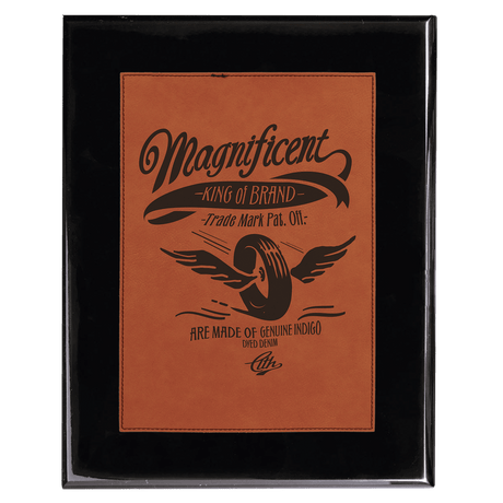 Black Piano Finish Plaque with Rawhide Leatherette Plate-AKD Ink