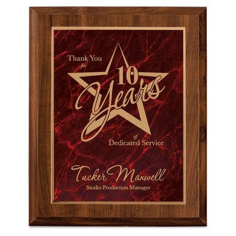 Cherry Finish Plaque with Red Marbleized Plate-AKD Ink