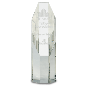 Large Clear Octagon Slant-Top Crystal Tower-AKD Ink