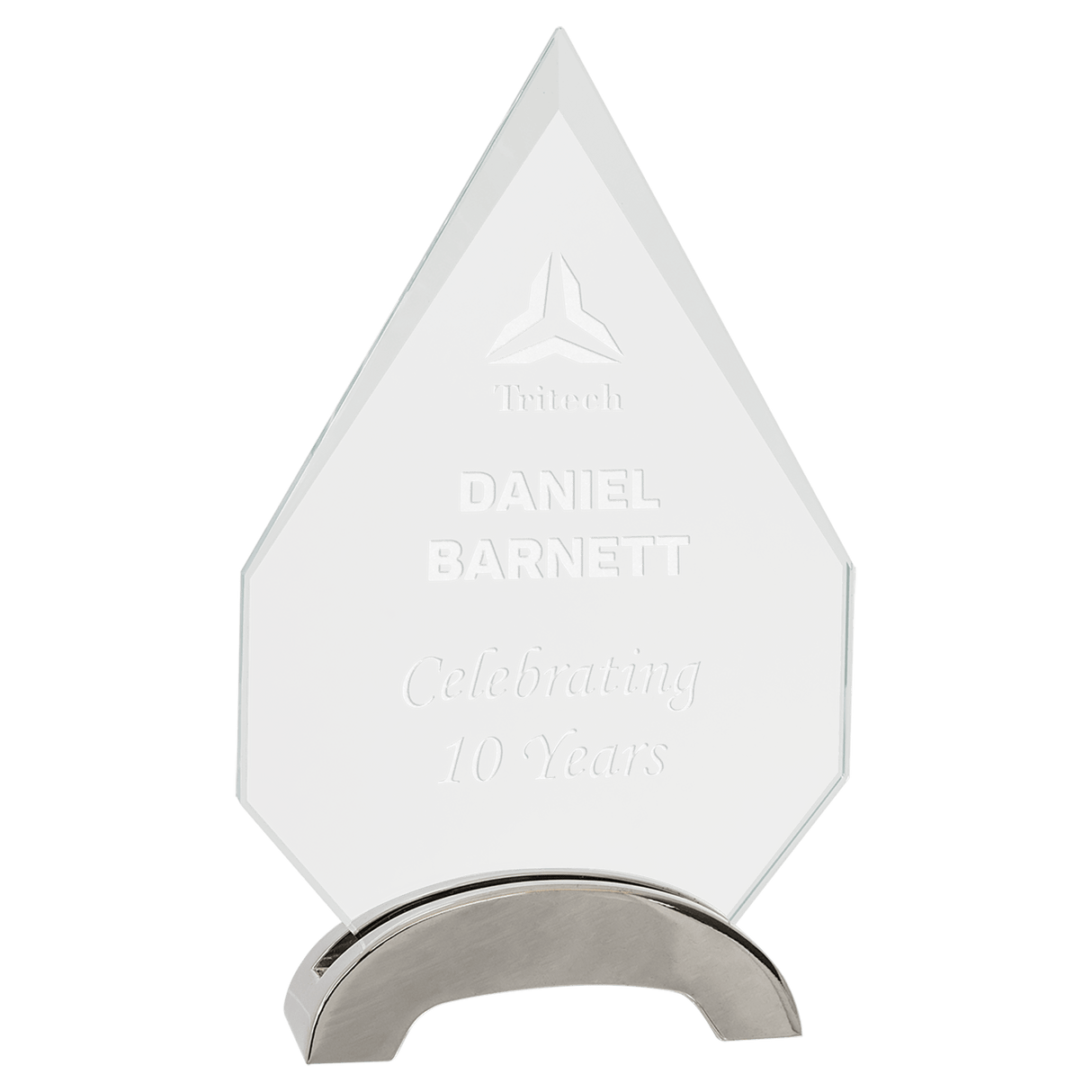 Small Diamond Platinum Glass with Arch Metal Base-AKD Ink