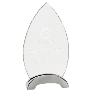 Small Oval Platinum Glass with Arch Metal Base-AKD Ink