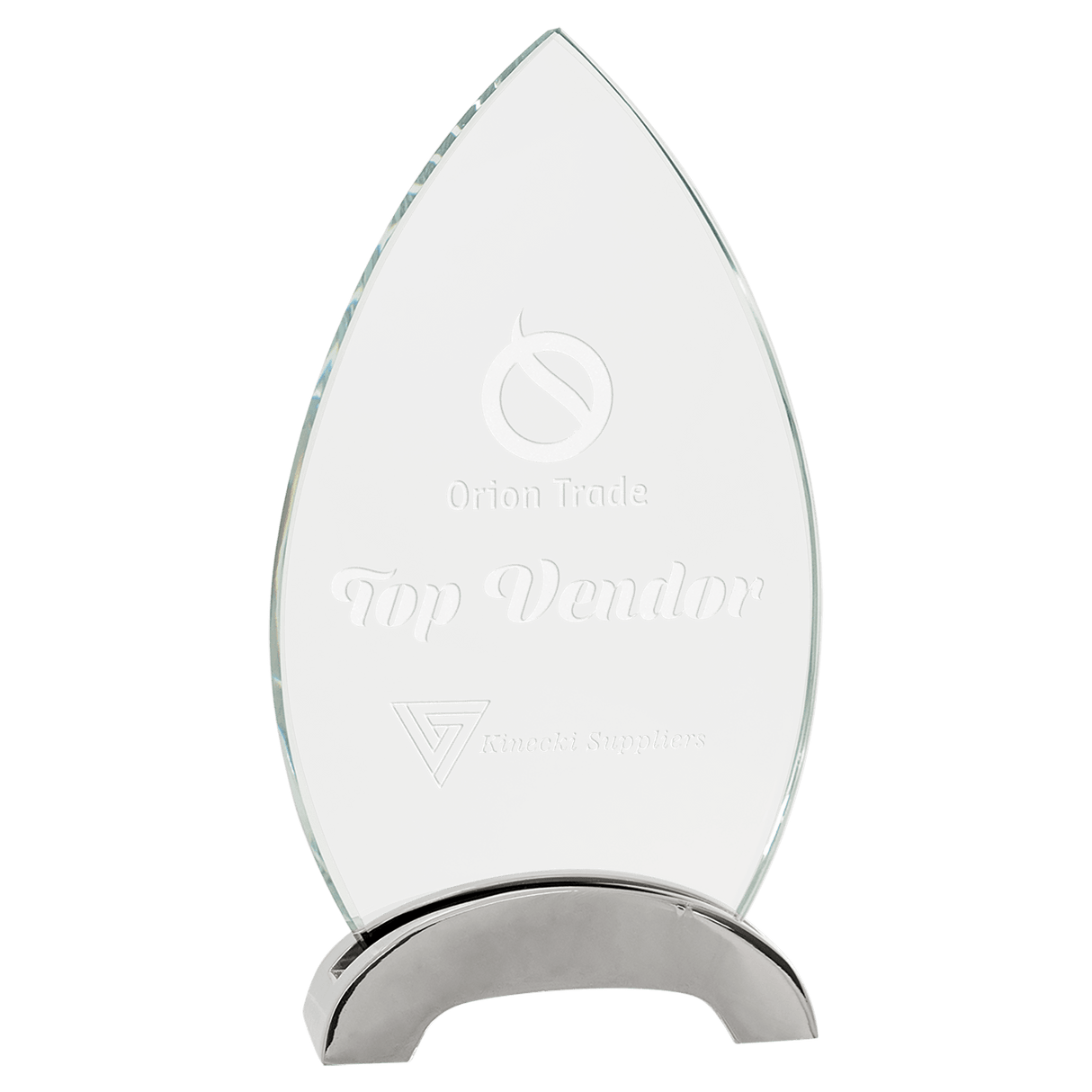 Small Oval Platinum Glass with Arch Metal Base-AKD Ink