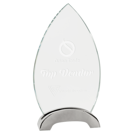 Small Oval Platinum Glass with Arch Metal Base-AKD Ink