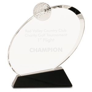 Large Clear Crystal Oblong Golf Award on Crystal Base-AKD Ink