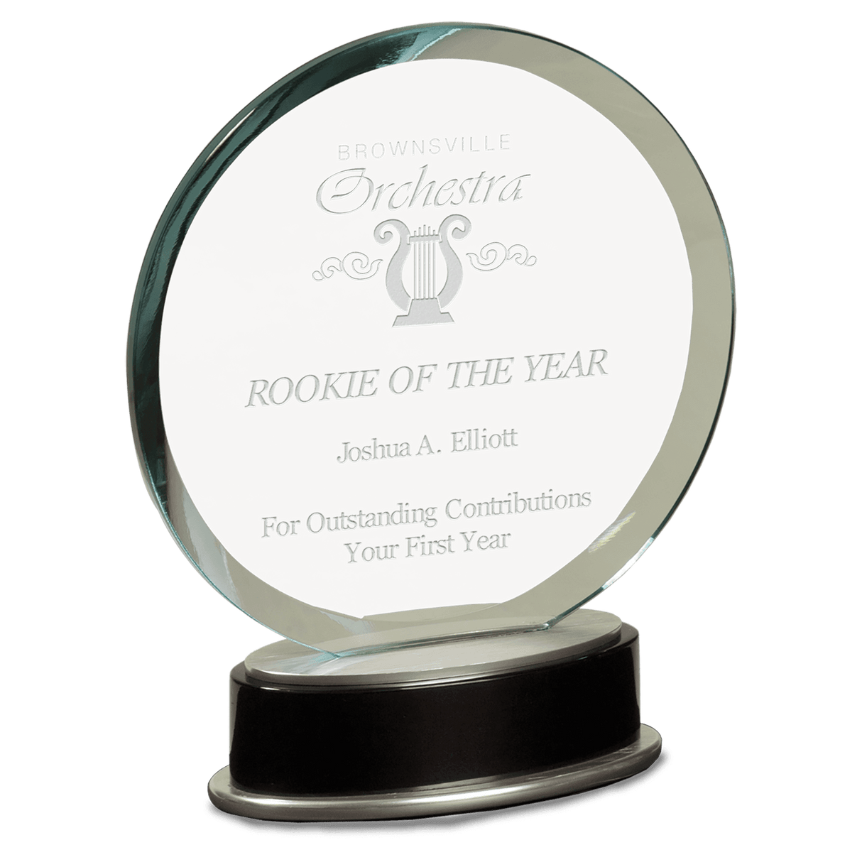 Small Jade Round Metro Glass with Silver and  Piano Finish Base-AKD Ink