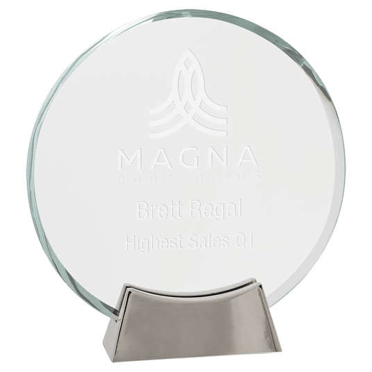 Medium Round Platinum Glass with Full Metal Base-AKD Ink