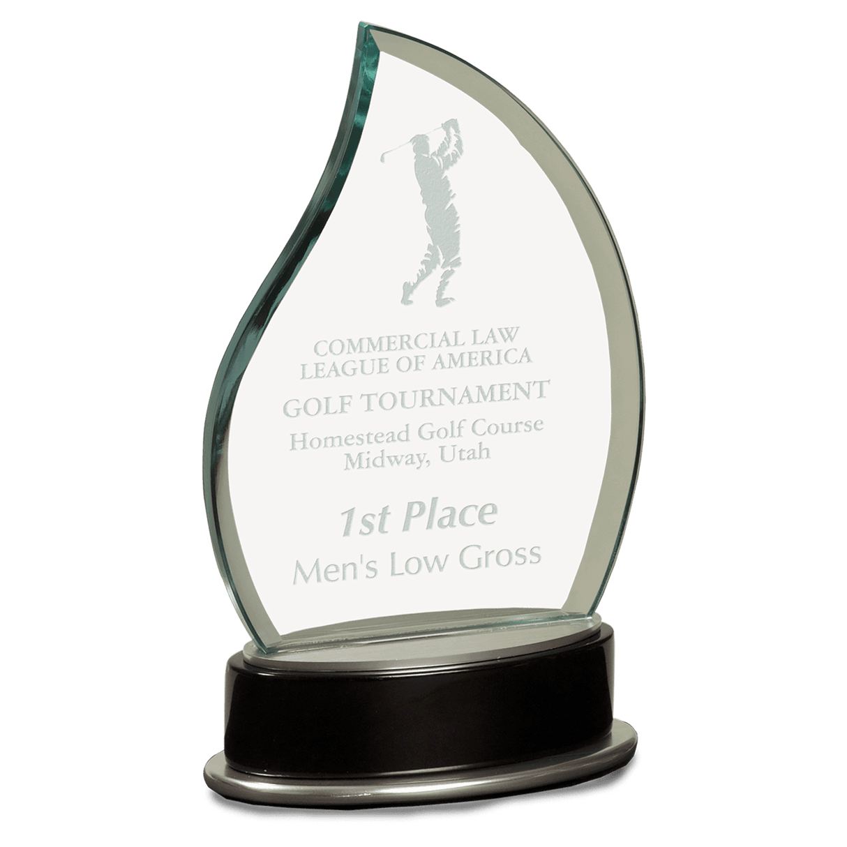 Small Jade Flame Metro Glass with Silver and  Piano Finish Base-AKD Ink