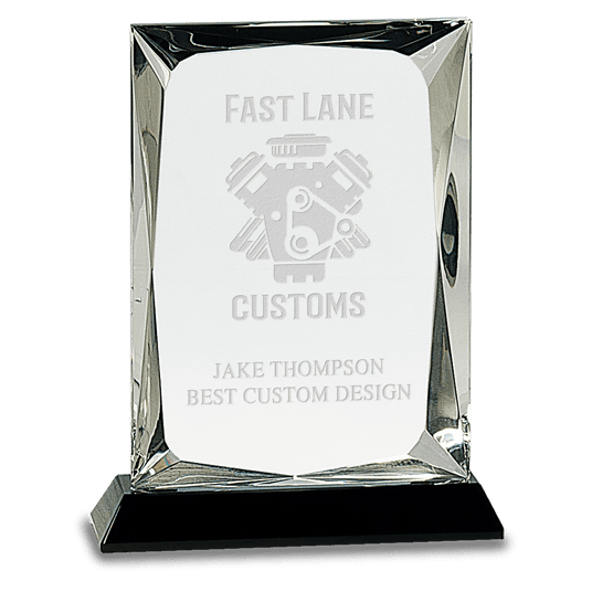 Medium Clear Crystal Rectangle Award on Base-AKD Ink