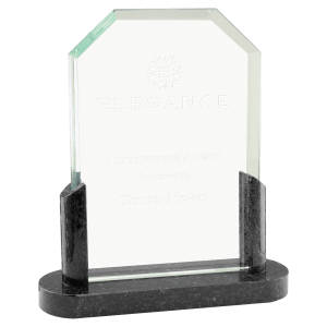 Small Clipped Corners Glass with  Marble Base-AKD Ink