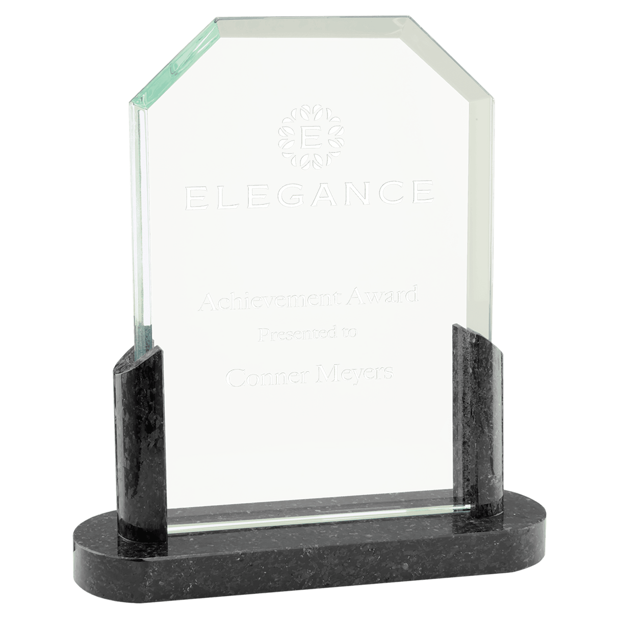 Small Clipped Corners Glass with  Marble Base-AKD Ink