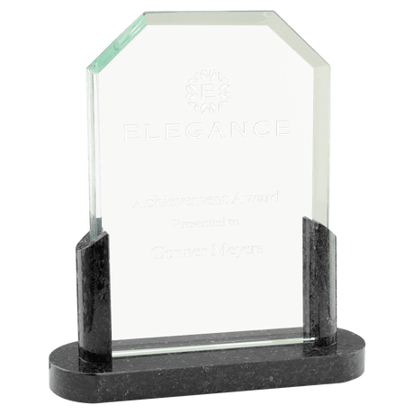 Small Clipped Corners Glass with  Marble Base-AKD Ink