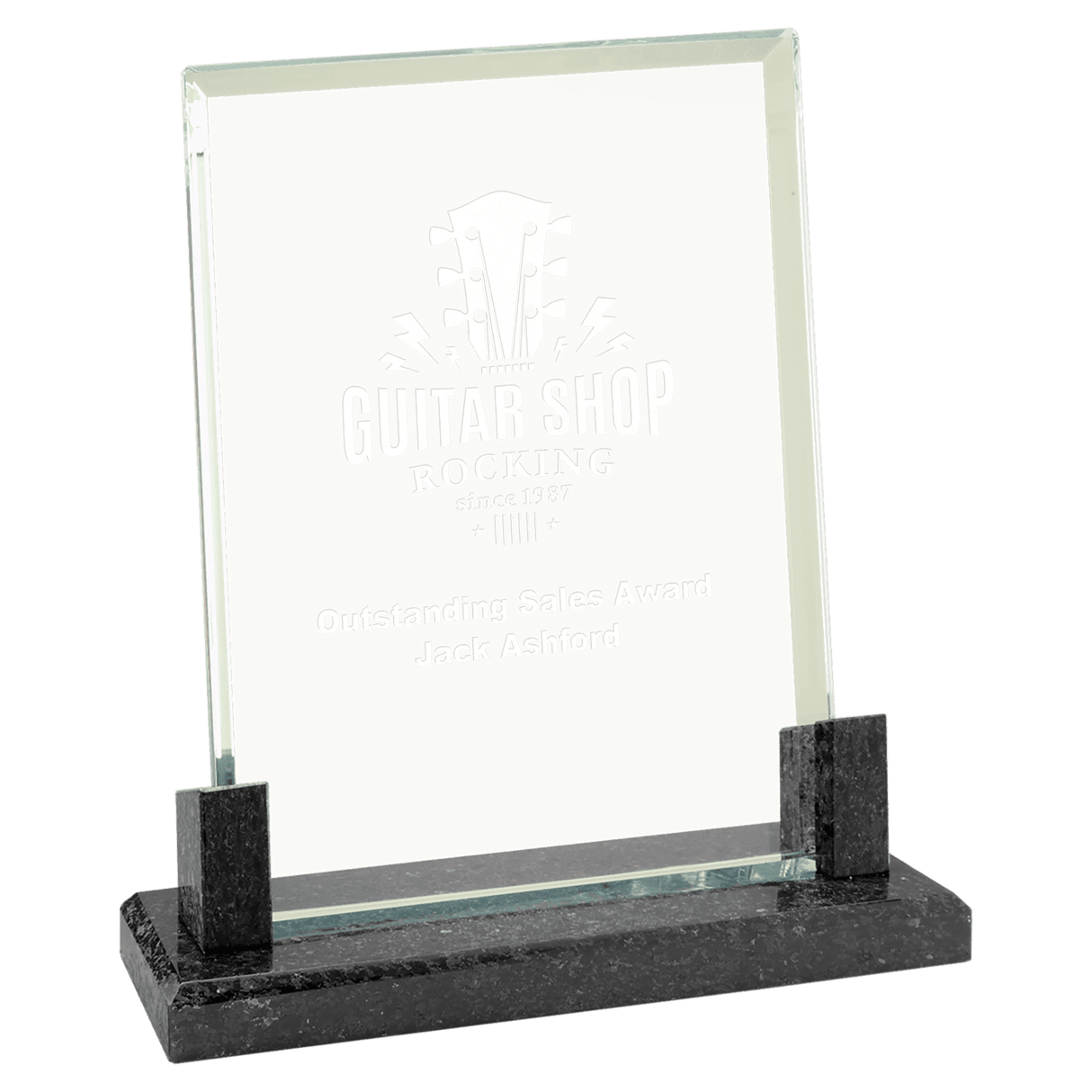 Small Rectangle Glass with  Marble Base-AKD Ink