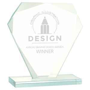 Large Cut Diamond Jade Glass Award-AKD Ink