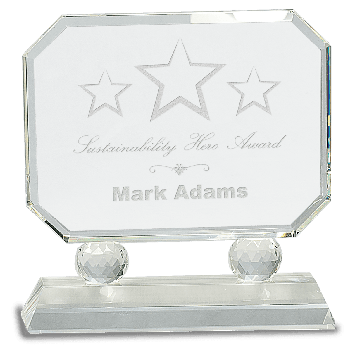 Medium Rectangle Crystal on Clear Pedestal Base-AKD Ink