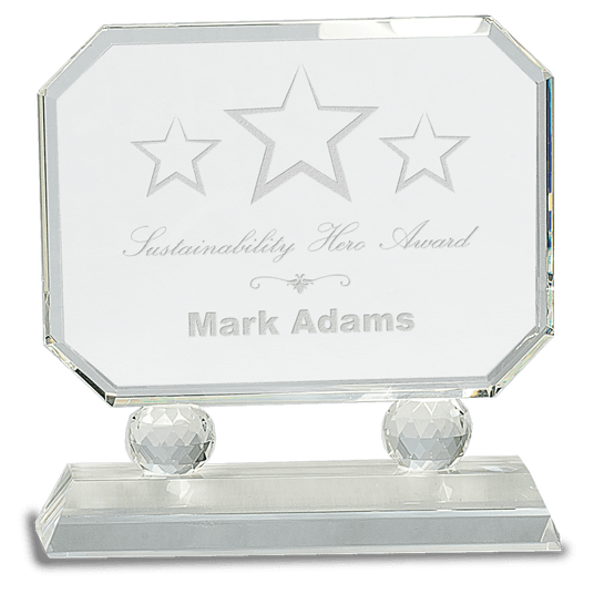 Medium Rectangle Crystal on Clear Pedestal Base-AKD Ink
