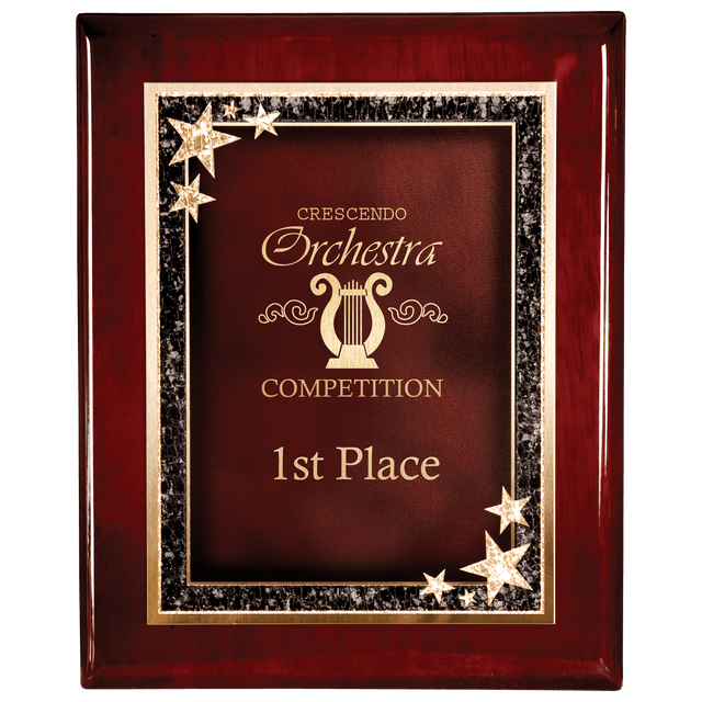 Premium Rosewood Finish Plaque wiht Red Starburst Plate-AKD Ink