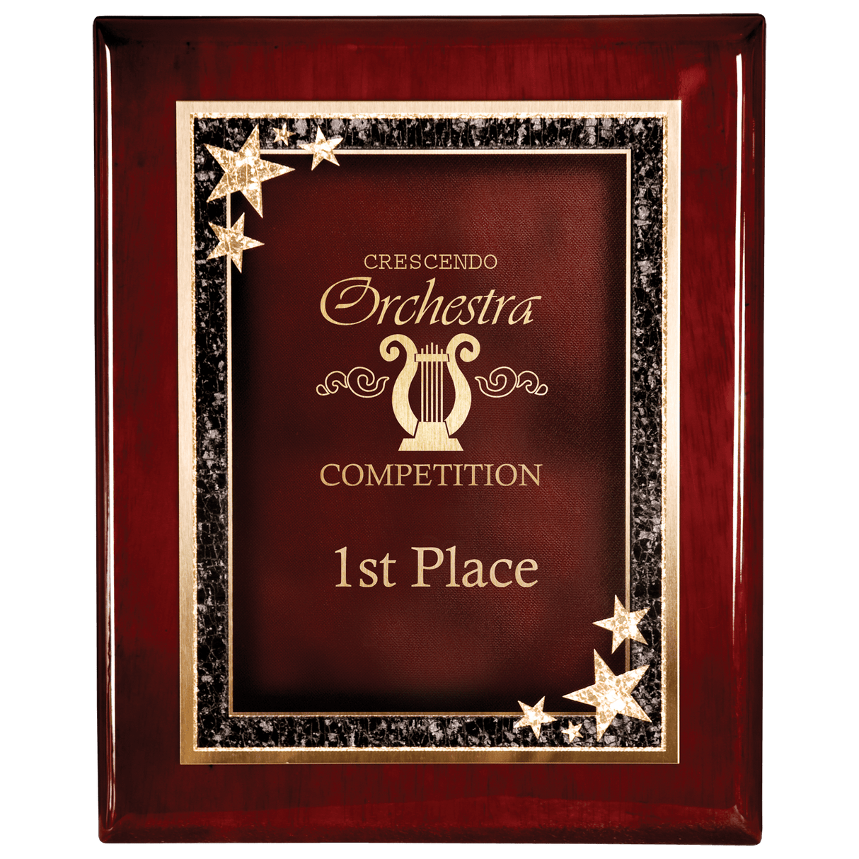 Premium Rosewood Finish Plaque wiht Red Starburst Plate-AKD Ink
