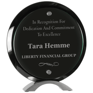 Small Round  Piano Finish Floating Jade Glass Standup-AKD Ink