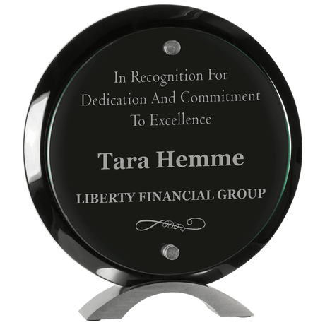 Small Round  Piano Finish Floating Jade Glass Standup-AKD Ink