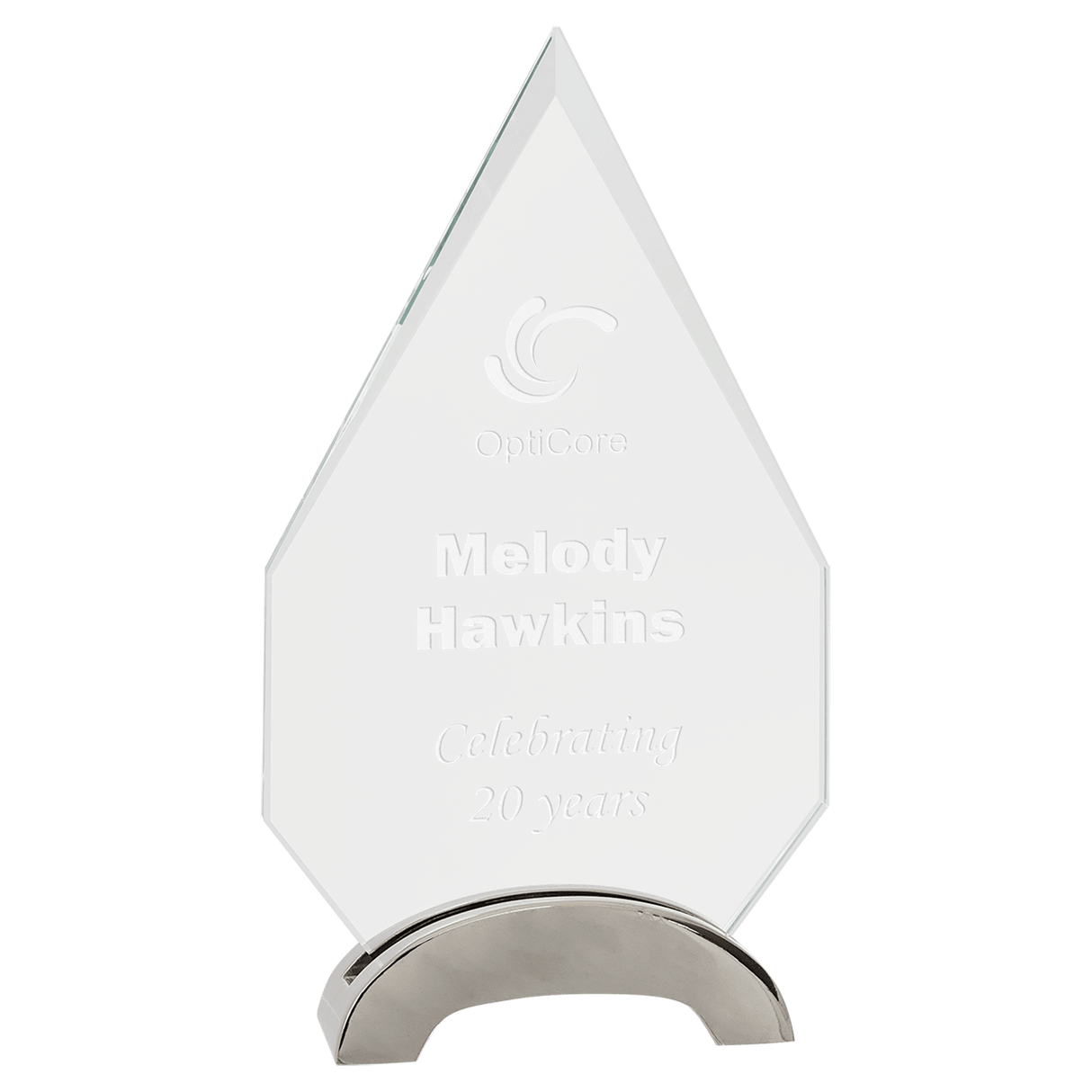 Medium Diamond Platinum Glass with Arch Metal Base-AKD Ink