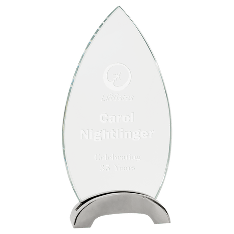 Medium Oval Platinum Glass with Arch Metal Base-AKD Ink