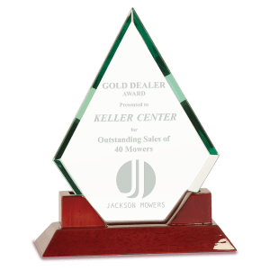 Small Jade Diamond Prestige Glass with Rosewood Piano Finish Base-AKD Ink