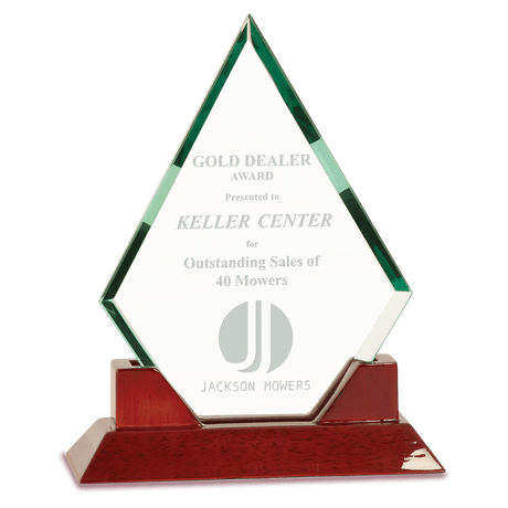 Small Jade Diamond Prestige Glass with Rosewood Piano Finish Base-AKD Ink