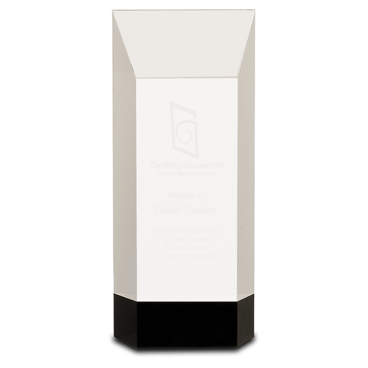 Medium Clear Crystal Self-Standing Rectangle on Base-AKD Ink