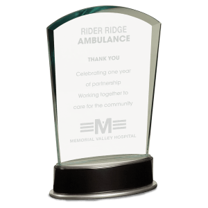 Large Jade Fan Metro Glass with Silver and  Piano Finish Base-AKD Ink