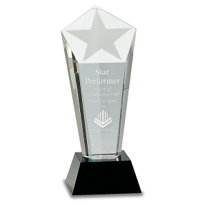 Small Crystal Frosted Star Column on Pedestal Base-AKD Ink