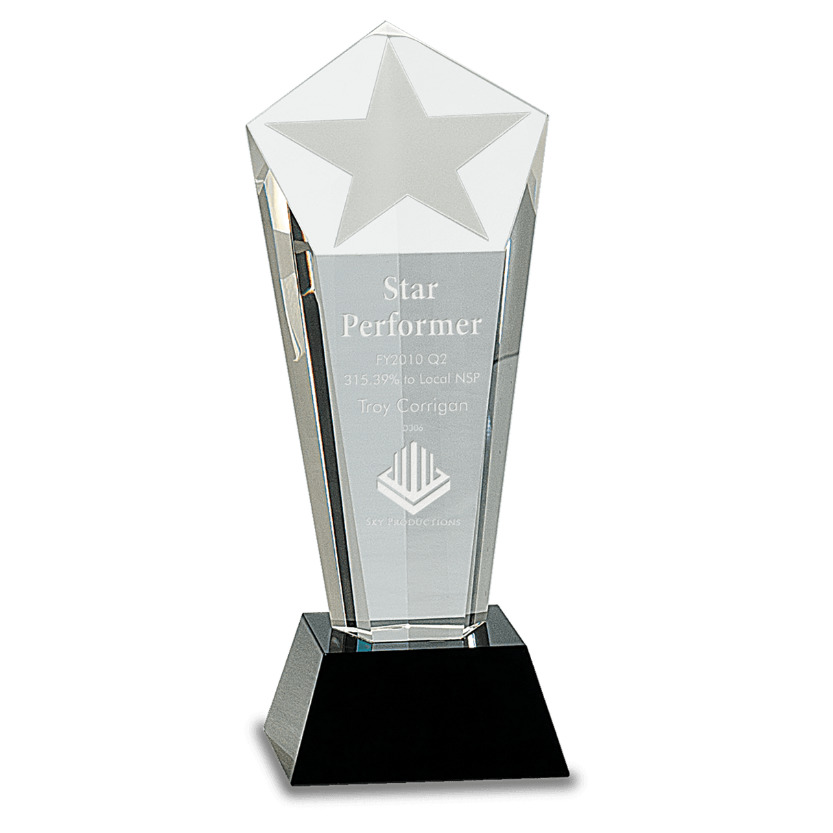 Small Crystal Frosted Star Column on Pedestal Base-AKD Ink