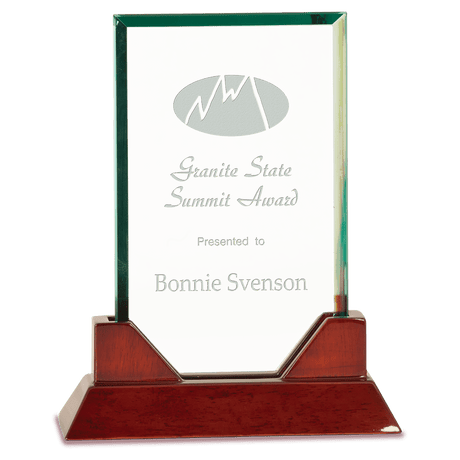 Medium Jade Rectangle Prestige Glass with Rosewood Piano Finish Base-AKD Ink