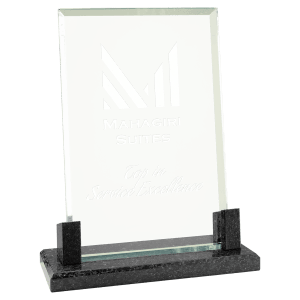 Large Rectangle Glass with  Marble Base-AKD Ink