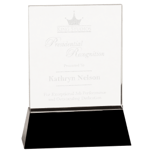 Small Clear Crystal Rectangle Wedge on Base - AKD Ink