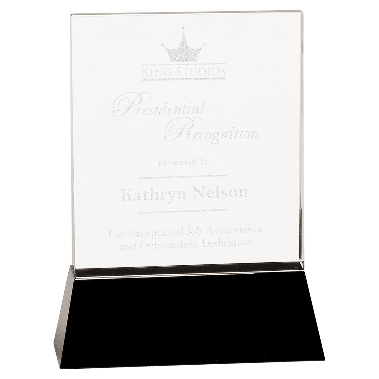 Small Clear Crystal Rectangle Wedge on Base-AKD Ink