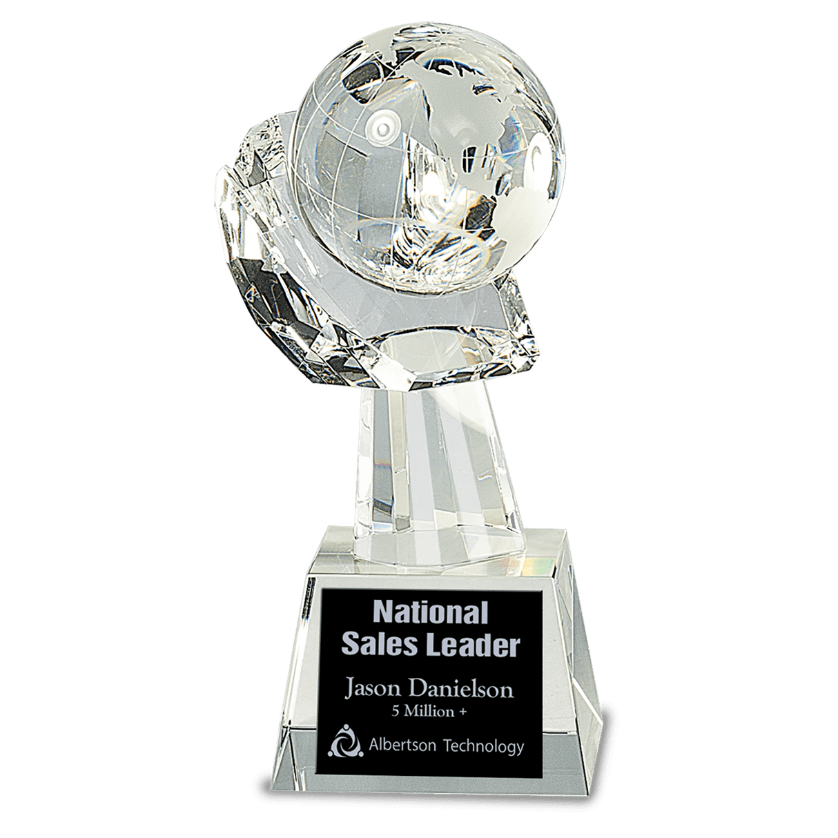 Clear Crystal Globe in Hand-AKD Ink